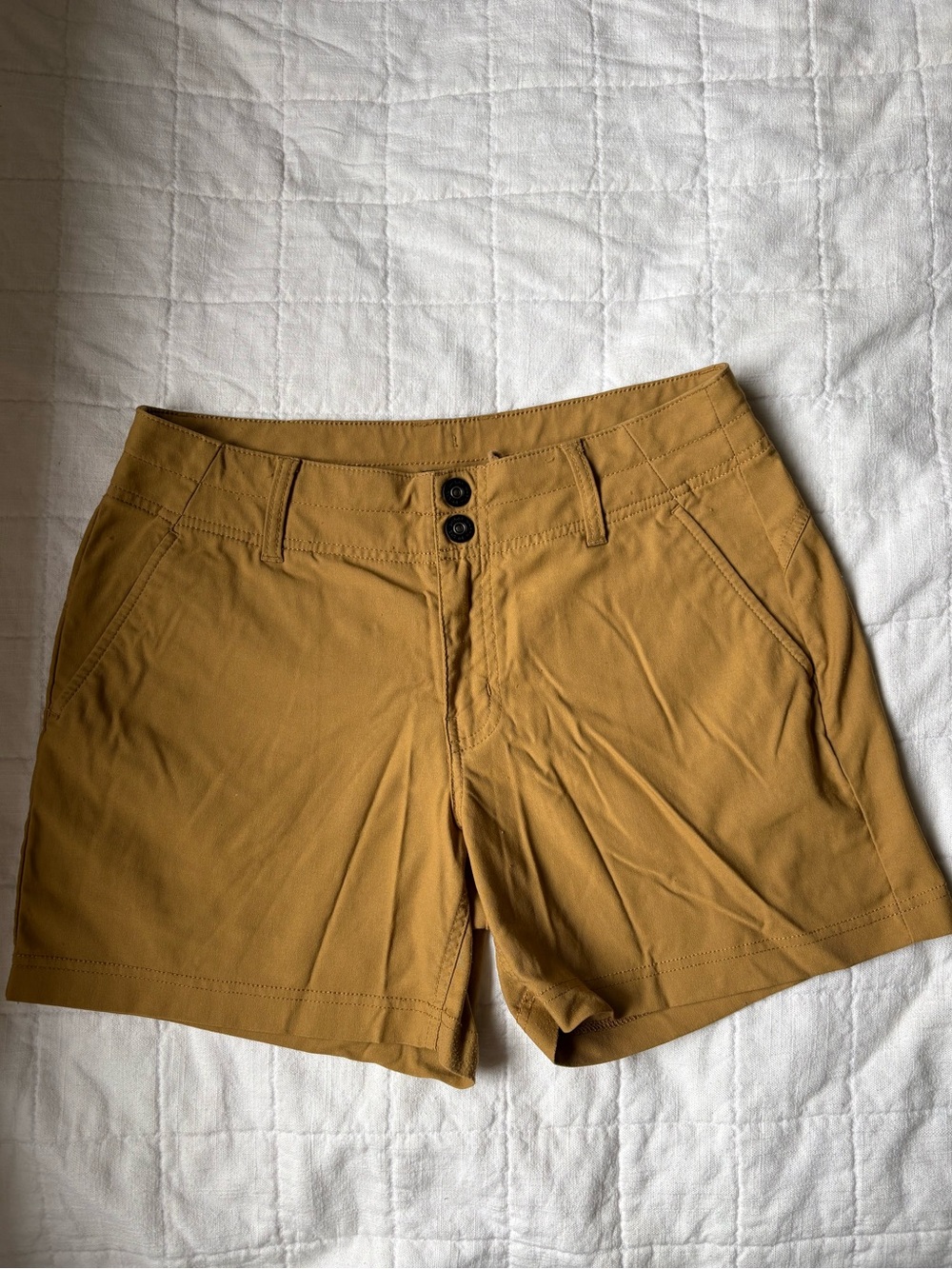 Prana Outdoor Athletic Classic Women's Chino Shorts in Mustard 10